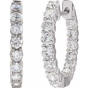14K White 2 CTW Natural Diamond Inside-Outside Hinged 20 mm Hoop Earrings - C