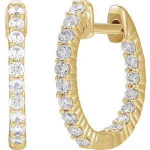 14K Yellow 1/2 CTW Natural Diamond Inside-Outside Hinged 14.5 mm Hoop Earrings - C