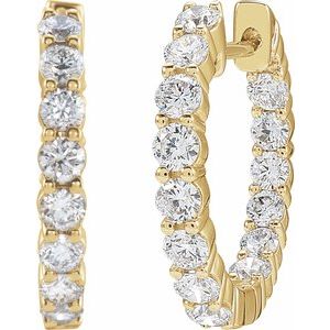 14K Yellow 2 CTW Natural Diamond Inside-Outside Hinged 20 mm Hoop Earrings - C