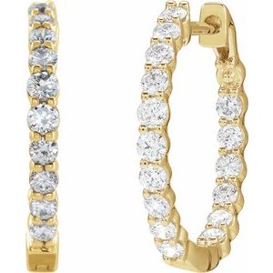 14K Yellow 1 CTW Natural Diamond Inside-Outside Hinged 19.3 mm Hoop Earrings - C