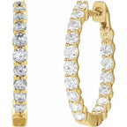 14K Yellow 1 CTW Natural Diamond Inside-Outside Hinged 19.3 mm Hoop Earrings - C
