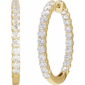 14K Yellow 3 CTW Natural Diamond Inside-Outside Hinged 30 mm Hoop Earrings - C