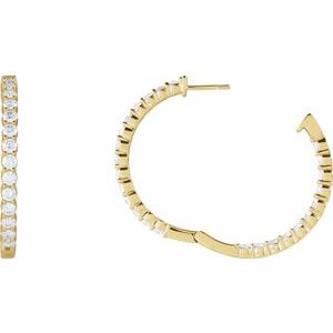 14K Yellow 4 CTW Natural Diamond Inside-Outside Hinged 36 mm Hoop Earrings - C