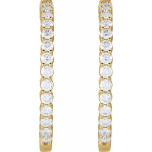 14K Yellow 4 CTW Natural Diamond Inside-Outside Hinged 36 mm Hoop Earrings - B