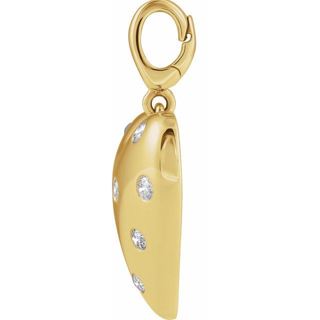 14K Yellow Gold 1/6 CTW Natural Diamond Puffy Heart Charm/Pendant - B