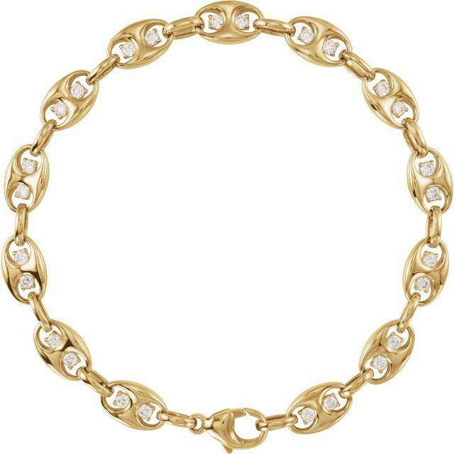 14K Yellow Gold 1 CTW Lab-Grown Diamond Mariner Link 7 1/2" Bracelet - B