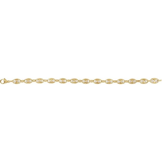 14K Yellow Gold 1 CTW Lab-Grown Diamond Mariner Link 7 1/2" Bracelet - C