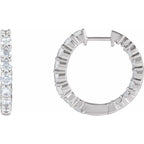 14K White 2 CTW Natural Diamond Inside-Outside Hinged 20 mm Hoop Earrings - A
