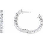 14K White 2 CTW Natural Diamond Inside-Outside Hinged 20 mm Hoop Earrings - C
