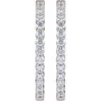 14K White 4 CTW Natural Diamond Inside-Outside Hinged 36 mm Hoop Earrings - B