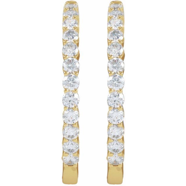 14K Yellow 3 CTW Natural Diamond Inside-Outside Hinged 30 mm Hoop Earrings - B