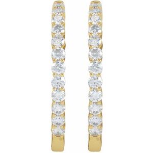 14K Yellow 3 CTW Natural Diamond Inside-Outside Hinged 30 mm Hoop Earrings - B