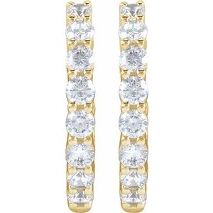 14K Yellow 2 CTW Natural Diamond Inside-Outside Hinged 20 mm Hoop Earrings - B