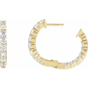 14K Yellow 2 CTW Natural Diamond Inside-Outside Hinged 20 mm Hoop Earrings - C