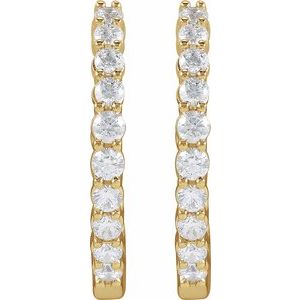14K Yellow 1 CTW Natural Diamond Inside-Outside Hinged 19.3 mm Hoop Earrings - B