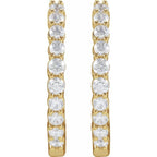 14K Yellow 1 CTW Natural Diamond Inside-Outside Hinged 19.3 mm Hoop Earrings - B
