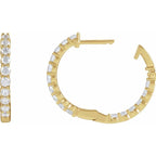 14K Yellow 1 CTW Natural Diamond Inside-Outside Hinged 19.3 mm Hoop Earrings - C