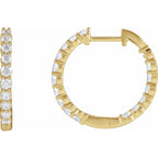14K Yellow 1 CTW Natural Diamond Inside-Outside Hinged 19.3 mm Hoop Earrings - C