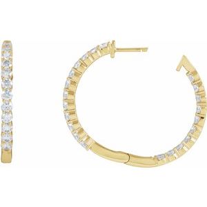 14K Yellow 3 CTW Natural Diamond Inside-Outside Hinged 30 mm Hoop Earrings - C