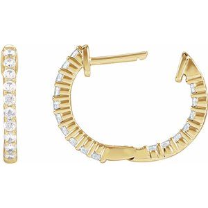 14K Yellow 1/2 CTW Natural Diamond Inside-Outside Hinged 14.5 mm Hoop Earrings - C