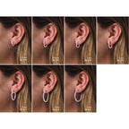14K White 3 CTW Natural Diamond Inside-Outside Hinged 30 mm Hoop Earrings - Scale