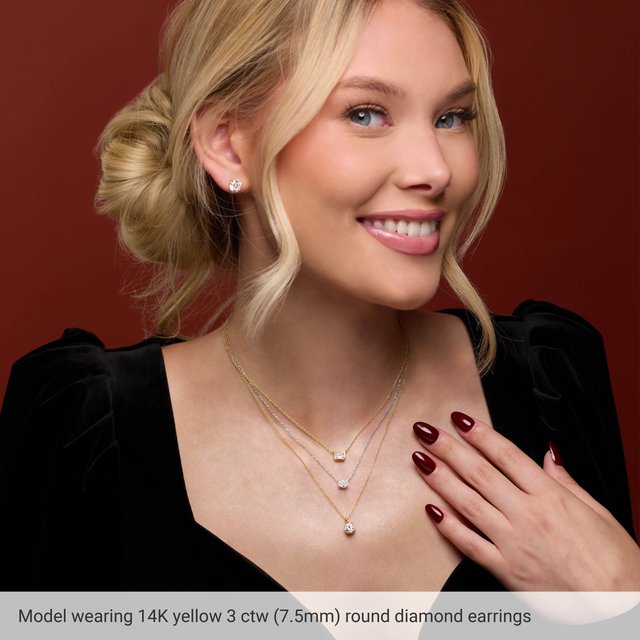 14K Yellow 2 CTW Natural Diamond Stud Earrings - Scale