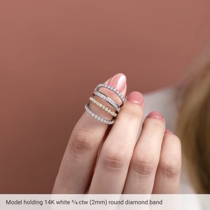 14K White 3/4 CTW Natural Diamond Anniversary Band - Scale