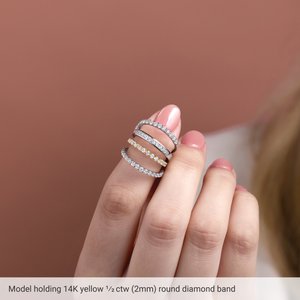 14K White 3/4 CTW Natural Diamond French-Set Anniversary Band - Scale