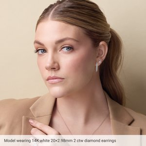 14K Yellow 4 CTW Natural Diamond Inside-Outside Hinged 36 mm Hoop Earrings - Scale