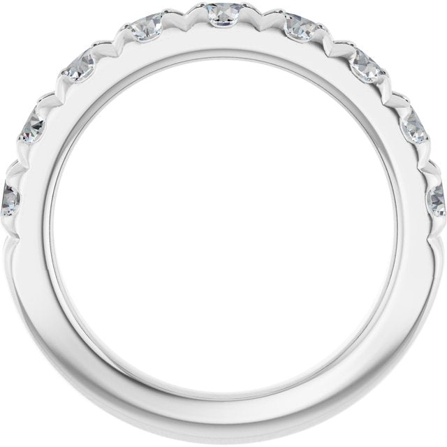 14K White 1 1/3 CTW Natural Diamond French-Set Anniversary Band - ViewB_4