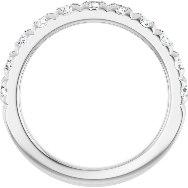 14K White 1 CTW Natural Diamond French-Set Anniversary Band - ViewB_4