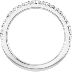 14K White 1 CTW Natural Diamond French-Set Anniversary Band - ViewB_4