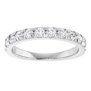 14K White 3/4 CTW Natural Diamond French-Set Anniversary Band - ViewS