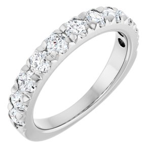 14K White 1 CTW Natural Diamond French-Set Anniversary Band - ViewA