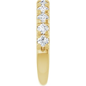 14K Yellow 1 CTW Natural Diamond French-Set Anniversary Band - ViewE