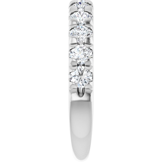 14K White 1 CTW Natural Diamond French-Set Anniversary Band - ViewE