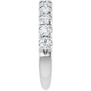 14K White 1 CTW Natural Diamond French-Set Anniversary Band - ViewE