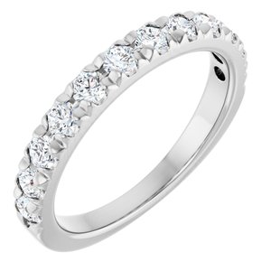 14K White 3/4 CTW Natural Diamond French-Set Anniversary Band - ViewA