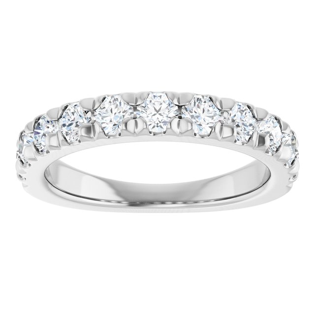 14K White 1 CTW Natural Diamond French-Set Anniversary Band - ViewS