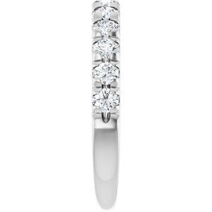 14K White 3/4 CTW Natural Diamond French-Set Anniversary Band - ViewE