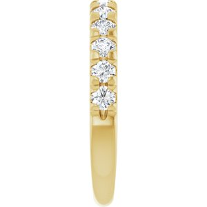 14K Yellow 3/4 CTW Natural Diamond French-Set Anniversary Band - ViewE