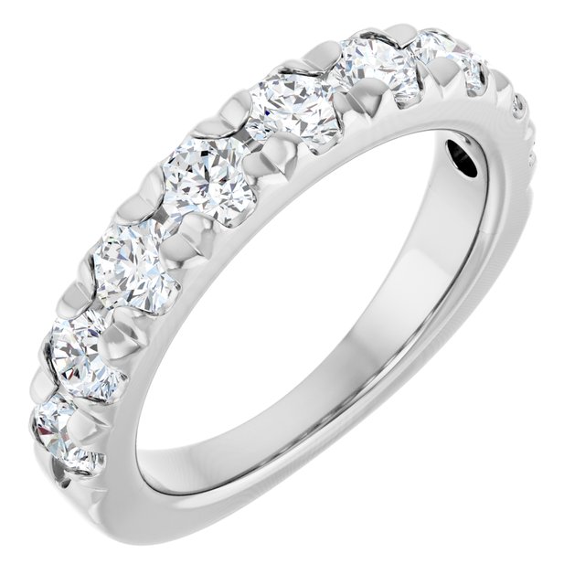 14K White 1 1/3 CTW Natural Diamond French-Set Anniversary Band - ViewA