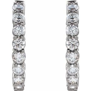 14K White 2 CTW Natural Diamond Inside-Outside Hinged 20 mm Hoop Earrings - B