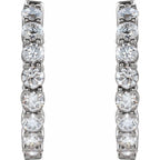 14K White 2 CTW Natural Diamond Inside-Outside Hinged 20 mm Hoop Earrings - B