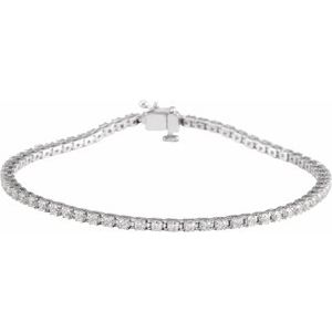 14K White 2 CTW Natural Diamond Line 7 1/4" Bracelet - A