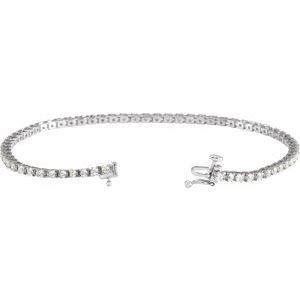 14K White 2 CTW Natural Diamond Line 7 1/4" Bracelet - B