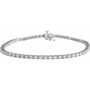 14K White 3 CTW Natural Diamond Line 7 1/4" Bracelet - A