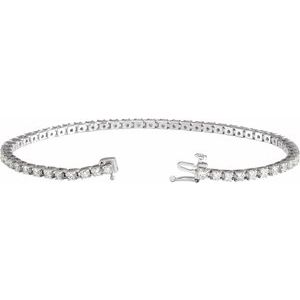14K White 3 CTW Natural Diamond Line 7 1/4" Bracelet - B