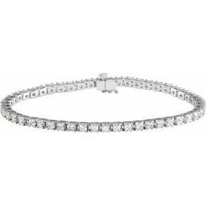 14K White 4 CTW Natural Diamond Line 7 1/4" Bracelet - A