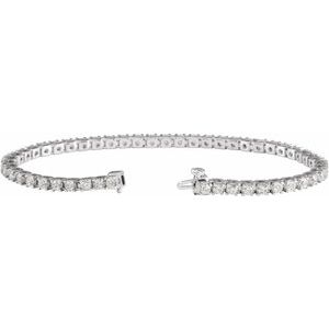 14K White 4 CTW Natural Diamond Line 7 1/4" Bracelet - B